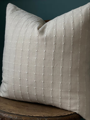 Natural Cotton Pillow Cover With Woven Stripe Detail