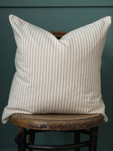 Ecru Cotton Pillow Cover With Warm Gray Stripes